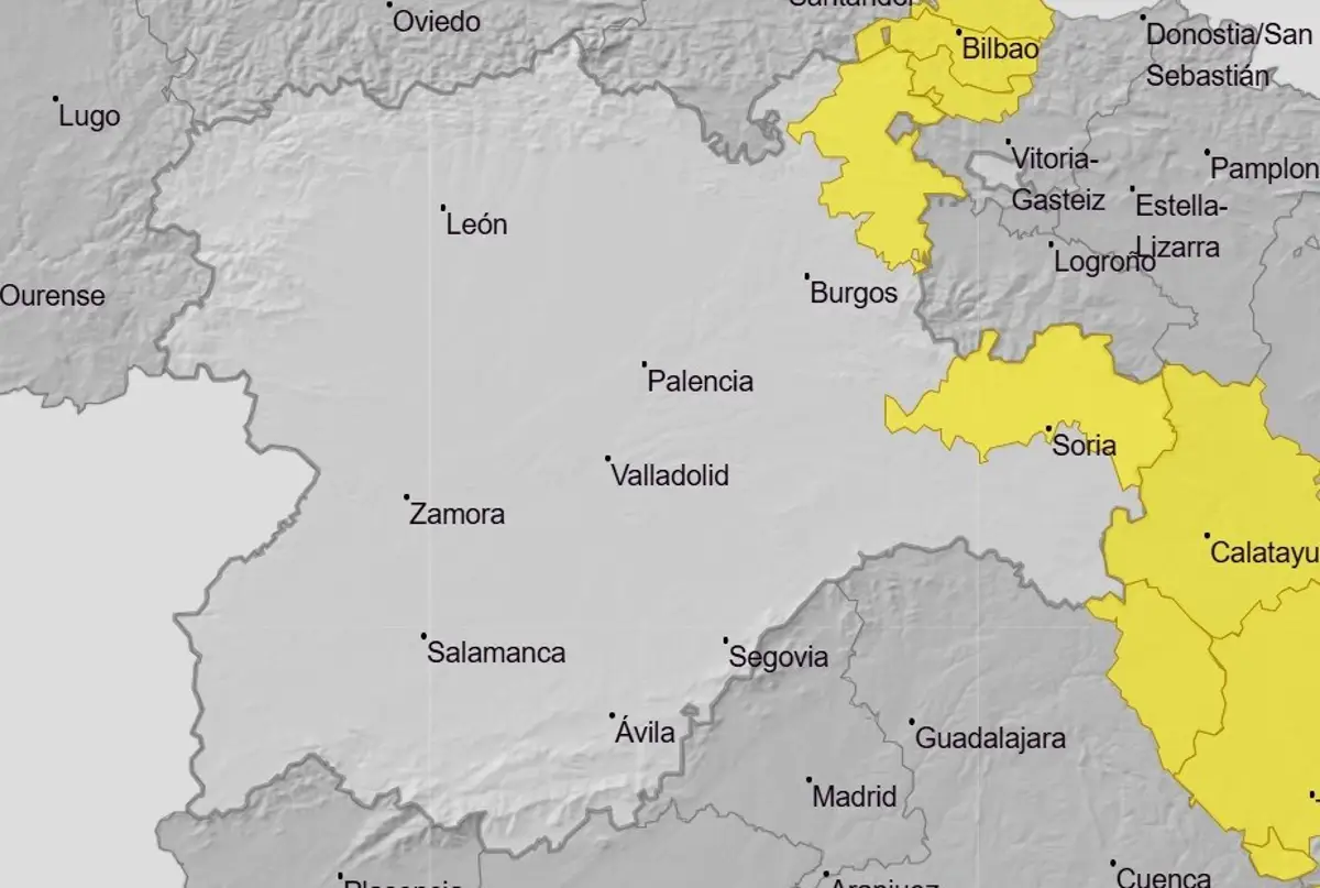 El norte de Burgos y la Ibérica de Soria estarán en aviso por lluvias y tormentas este viernes
