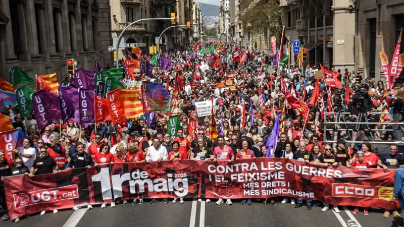 Alrededor de 2.500 personas se movilizan en Barcelona por el 1 de Mayo, según la Guàrdia Urbana