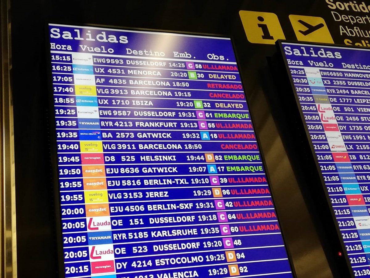 Más de 15 desvíos y retrasos en el aeropuerto de Palma por intensas lluvias
