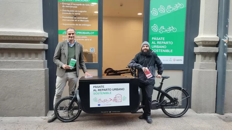 El comercio logroñés comienza una prueba piloto de reparto sostenible gratuito en bicicleta